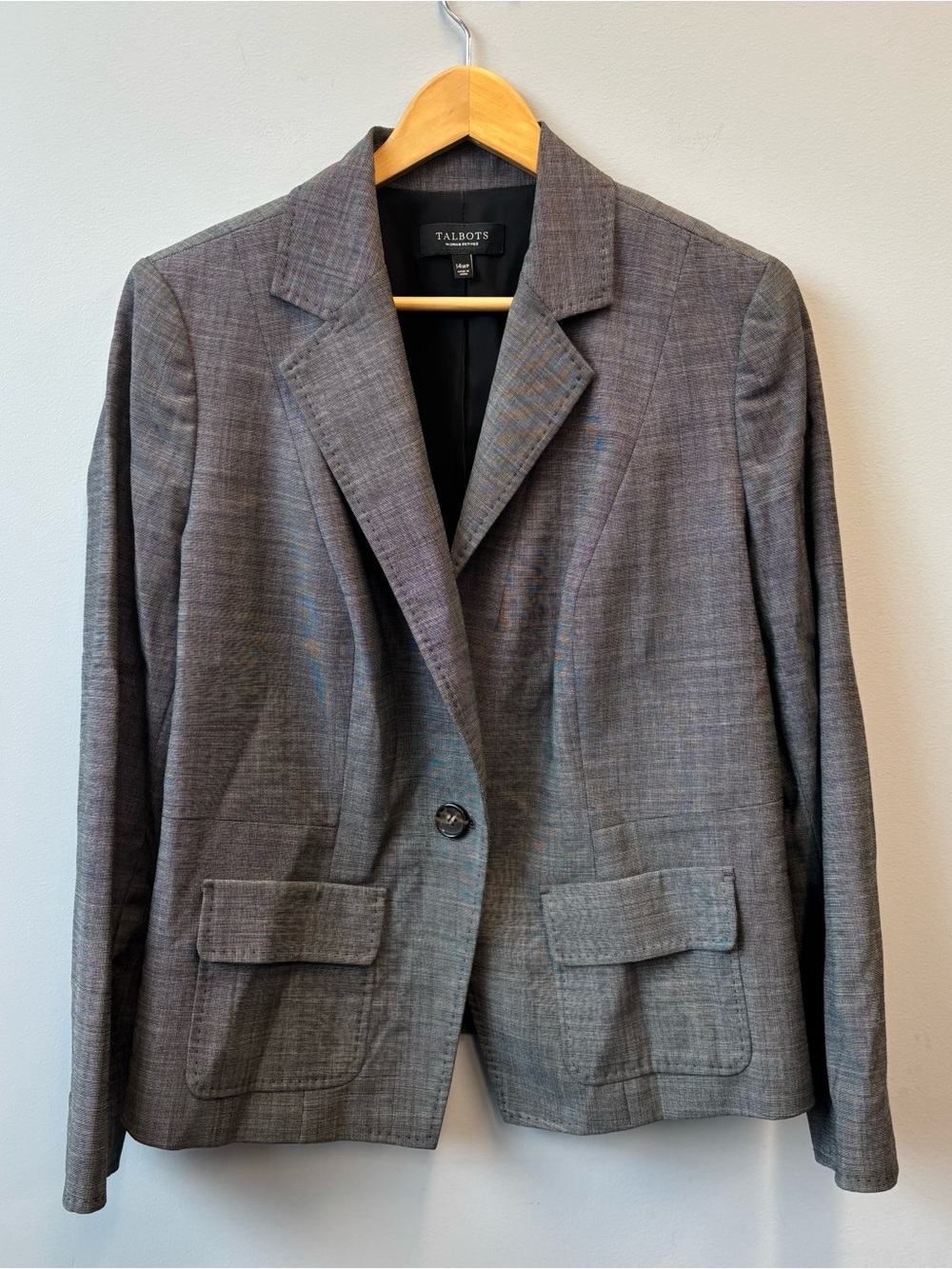 Talbots 14WP Blazer wool‎ blend Gray Single-Button Jacket